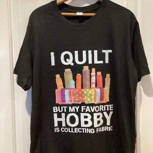 Women’s Black Graphic T-Shirt with Quilting Design